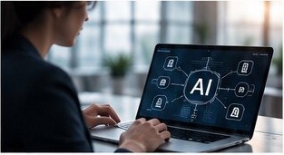 AI dashboard displayed on a laptop