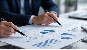 Business advisors reviewing process charts